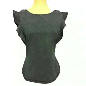 White House Black Market Soft Denim Ruffle Sleeve Top Size Small